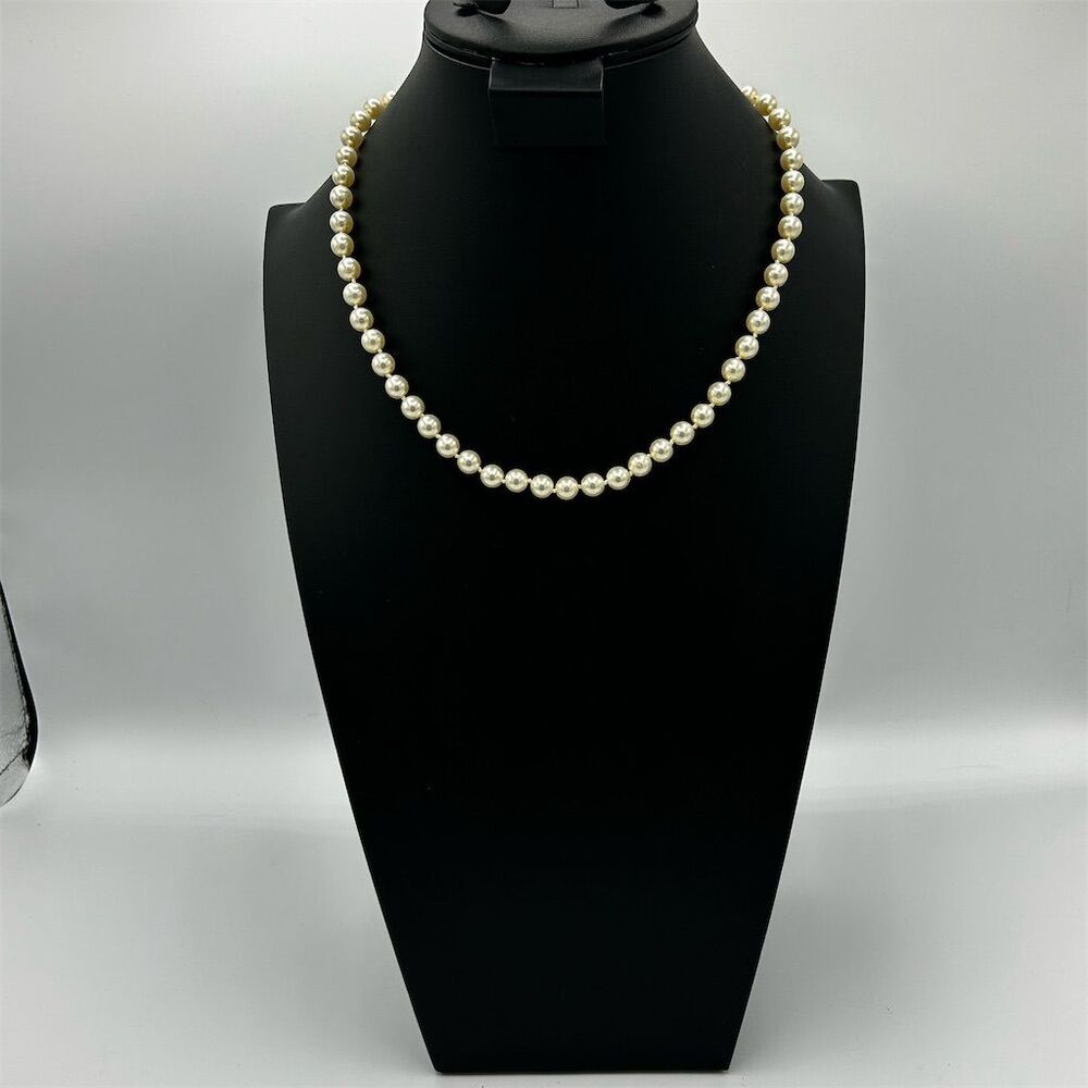 Vintage Beaded Faux Pearl Necklace Gold Tone Clasp Single Strand